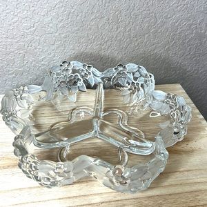 Mikasa Carmen Crystal Cut Glass 3 Part Relish Candy Condiments Dish 10 1/2”